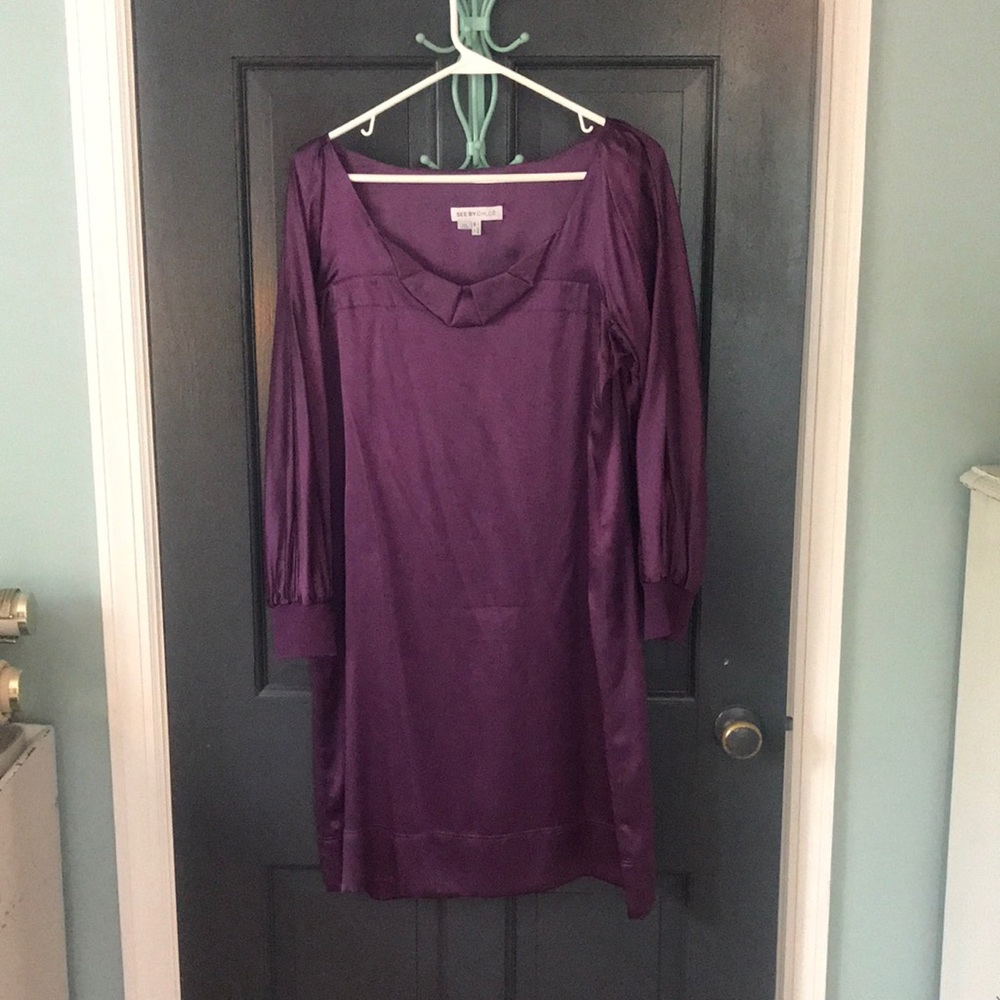 Eggplant Silk Mini Dress